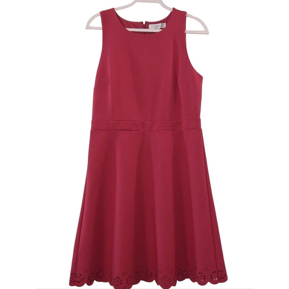LOFT Sleeveless Dress Structured Fit and Flare Rose Pink Size 10